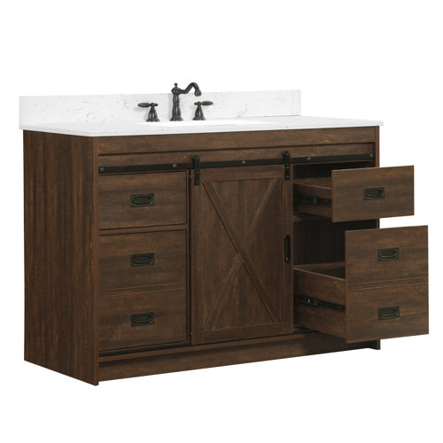 Sand & Stable Jillian 48'' Single Bathroom Vanity with Engineered Stone Top & Reviews Wayfair